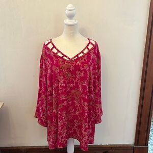 41 Hawthorn Sydney raspberry floral 3/4 sleeve blouse Size 3 X New